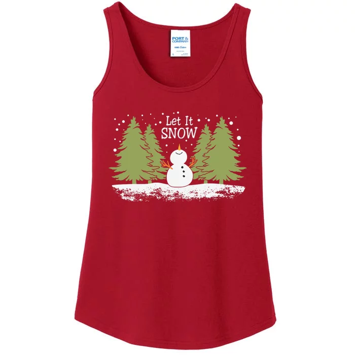 Let It Snow Winter Snowman Christmas Ladies Essential Tank