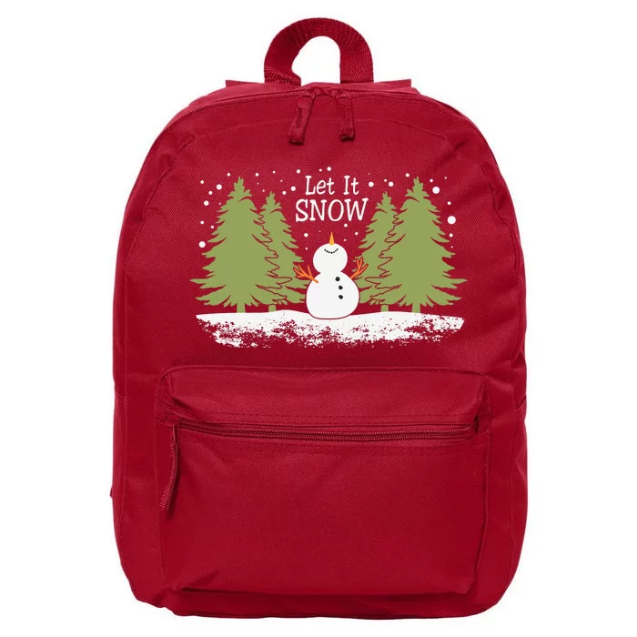 Let It Snow Winter Snowman Christmas 16 in Basic Backpack