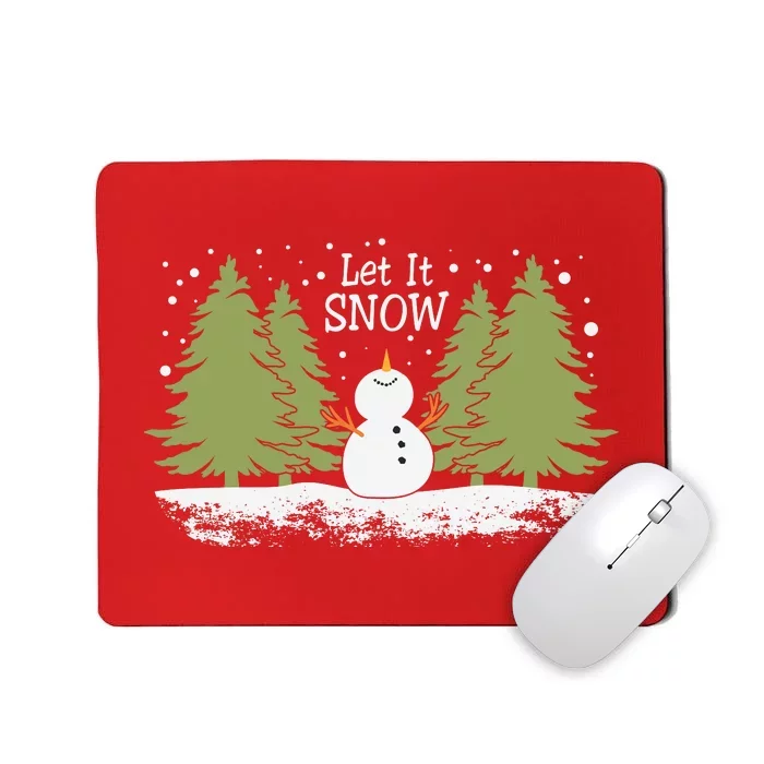 Let It Snow Winter Snowman Christmas Mousepad