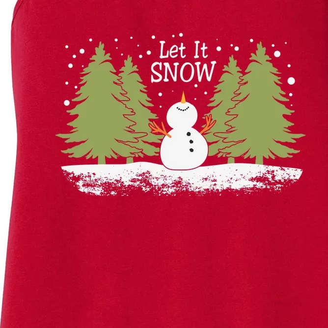 Let It Snow Winter Snowman Christmas Women's Racerback Tank