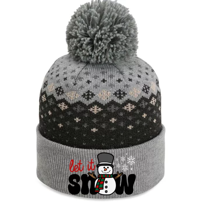 Let It Snow Christmas Holiday Cute The Baniff Cuffed Pom Beanie