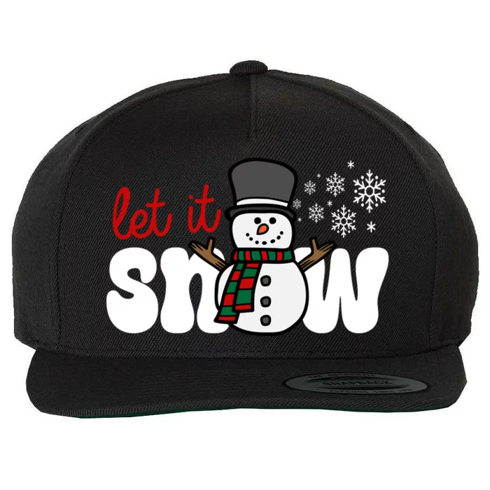 Let It Snow Christmas Holiday Cute Wool Snapback Cap