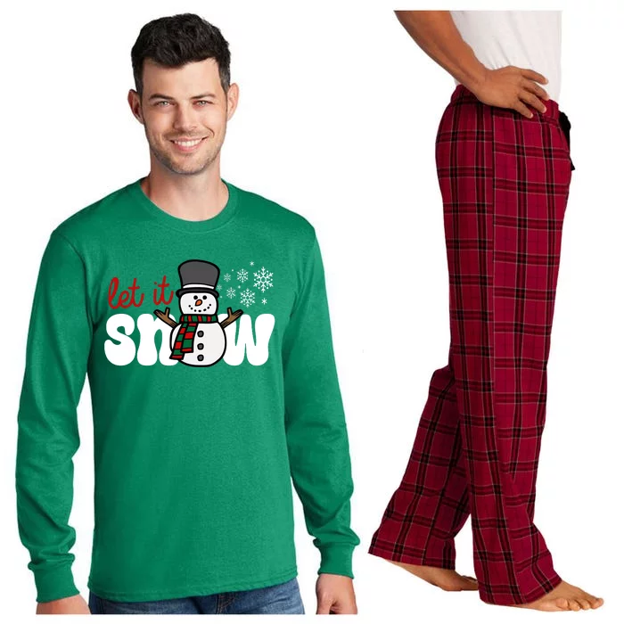 Let It Snow Christmas Holiday Cute Long Sleeve Pajama Set