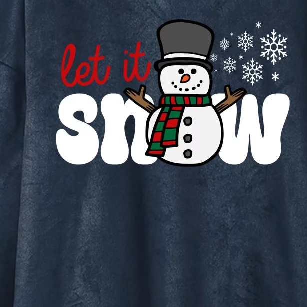 Let It Snow Christmas Holiday Cute Hooded Wearable Blanket