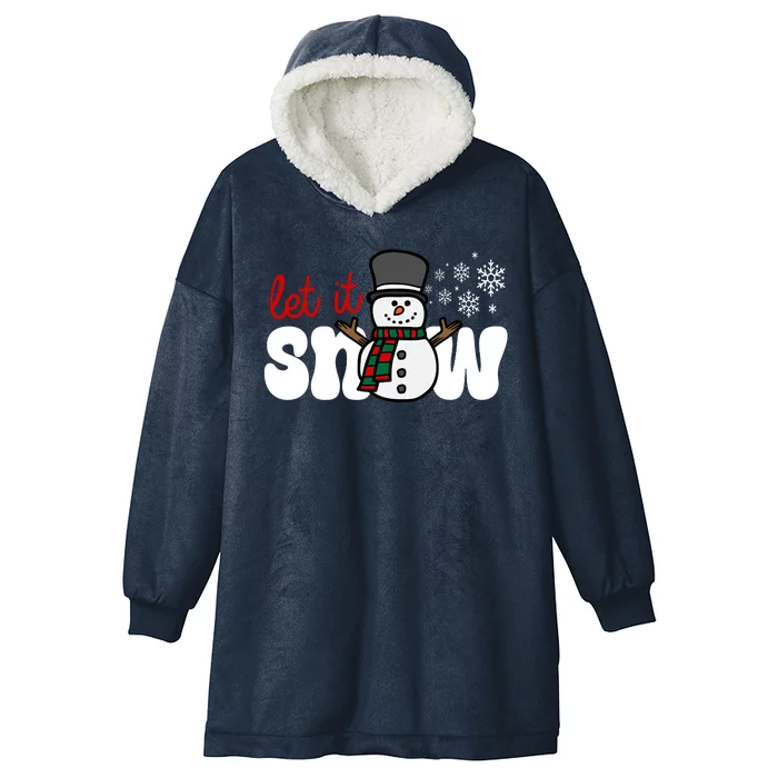 Let It Snow Christmas Holiday Cute Hooded Wearable Blanket