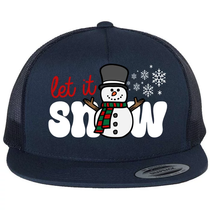 Let It Snow Christmas Holiday Cute Flat Bill Trucker Hat