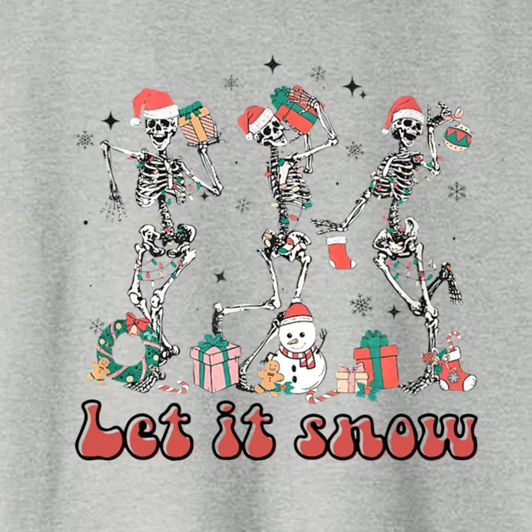 Let It Snow Dancing Skeleton Santa Happy Holiday Xmas Funny Gift Women's Crop Top Tee