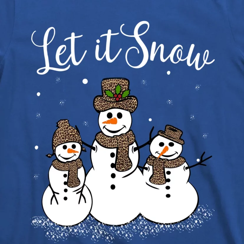 Let It Snow Happy Snow Leopard Print Hats Snow Great Gift T-Shirt