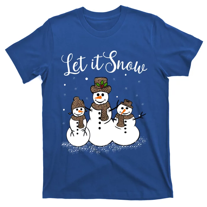 Let It Snow Happy Snow Leopard Print Hats Snow Great Gift T-Shirt