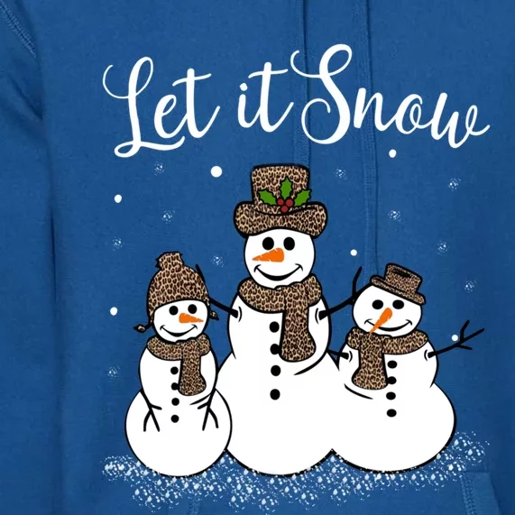 Let It Snow Happy Snow Leopard Print Hats Snow Great Gift Premium Hoodie