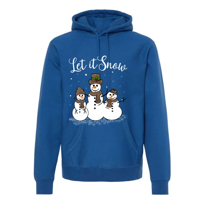 Let It Snow Happy Snow Leopard Print Hats Snow Great Gift Premium Hoodie