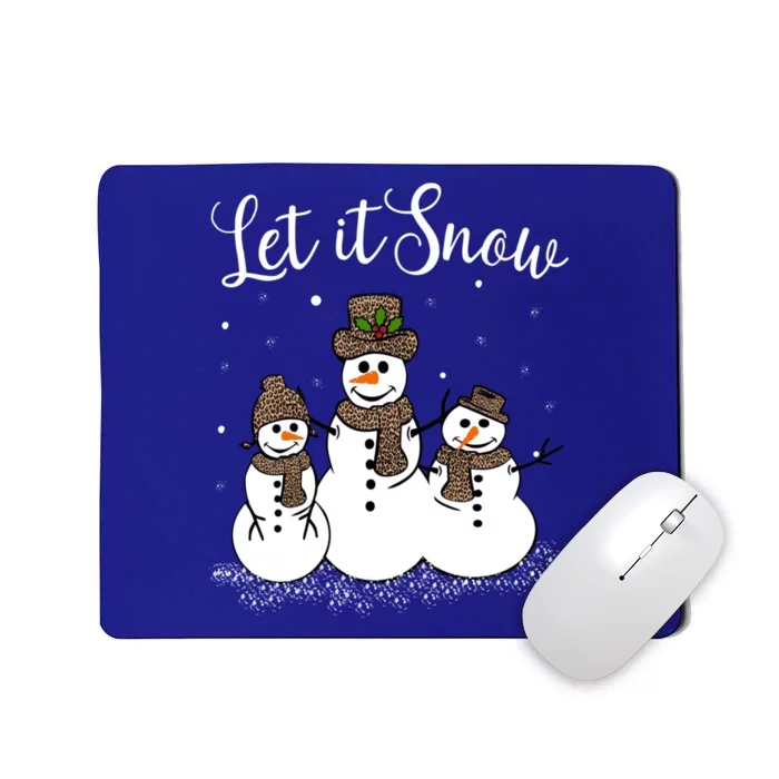 Let It Snow Happy Snow Leopard Print Hats Snow Great Gift Mousepad