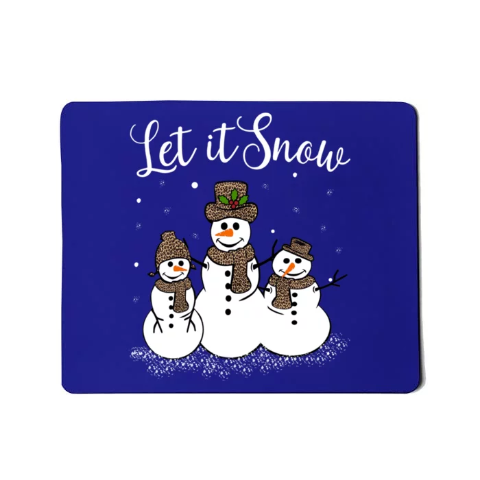 Let It Snow Happy Snow Leopard Print Hats Snow Great Gift Mousepad