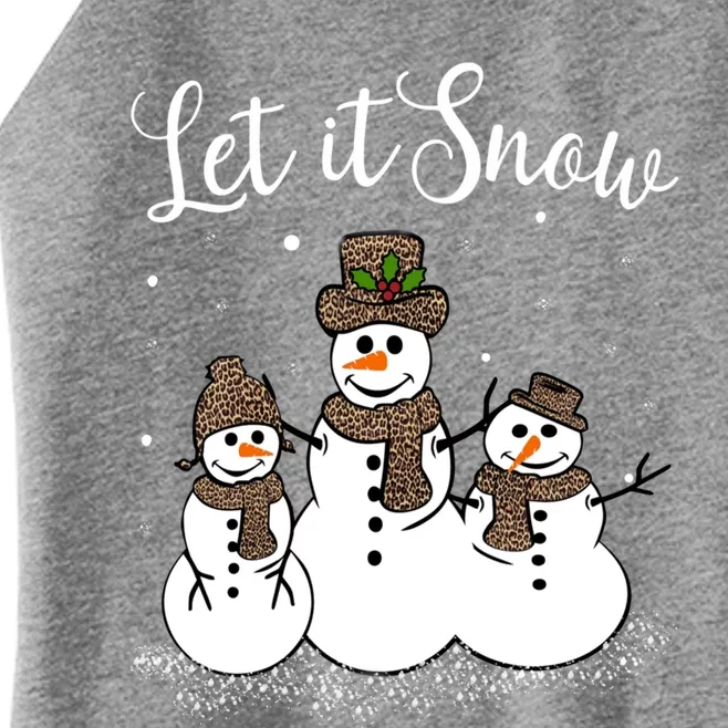 Let It Snow Happy Snow Leopard Print Hats Snow Great Gift Women’s Perfect Tri Rocker Tank