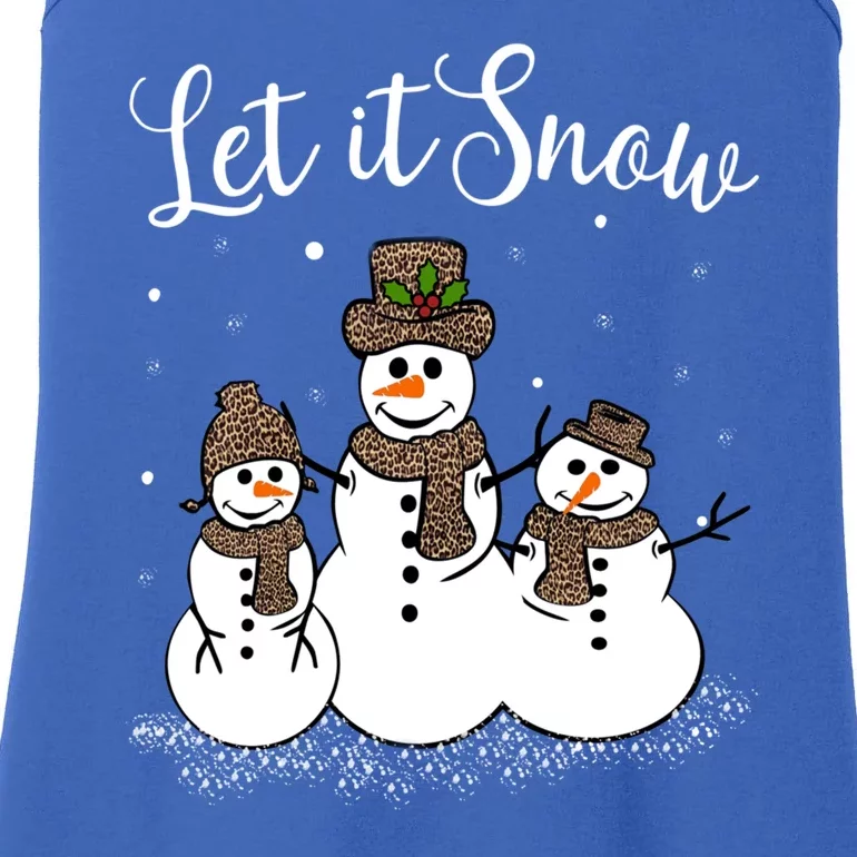 Let It Snow Happy Snow Leopard Print Hats Snow Gift Ladies Essential Tank