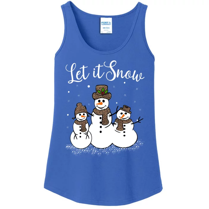 Let It Snow Happy Snow Leopard Print Hats Snow Gift Ladies Essential Tank