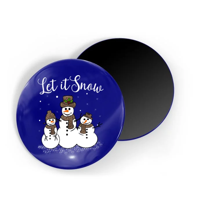 Let It Snow Happy Snow Leopard Print Hats Snow Gift Magnet