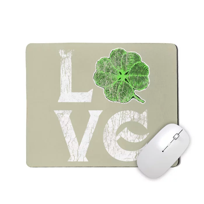 Love Ireland St. Patrick's Day IrishGreen Clover Mousepad