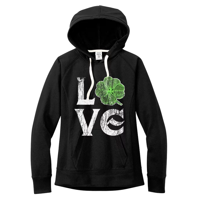 Love Ireland St. Patrick's Day Irish Green Clover Women's Fleece Hoodie