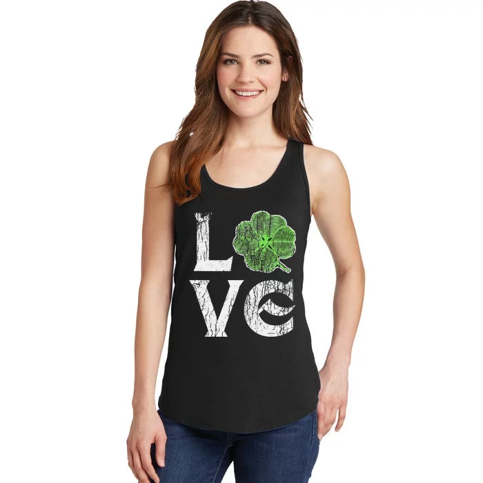 Love Ireland St. Patrick's Day Irish Green Clover Ladies Essential Tank