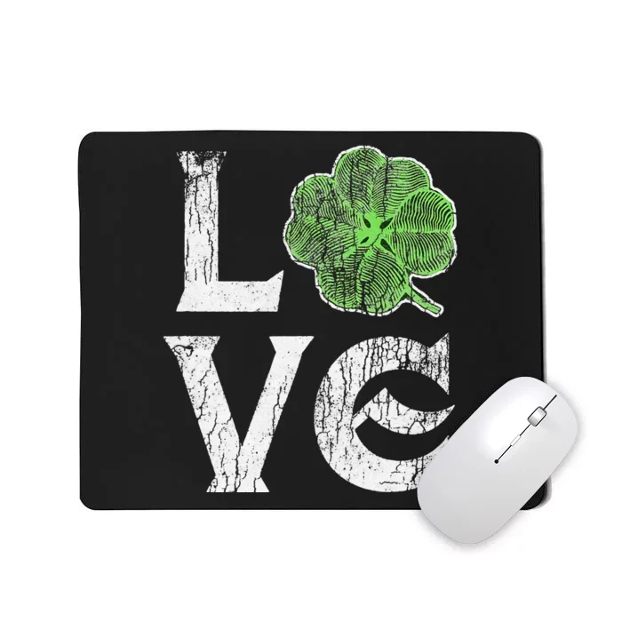 Love Ireland St. Patrick's Day Irish Green Clover Mousepad