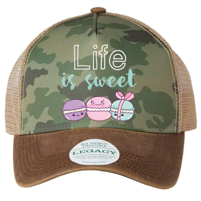 Life Is Sweet Cute And Funny Macaroon French Dessert Gift Legacy Tie Dye Trucker Hat