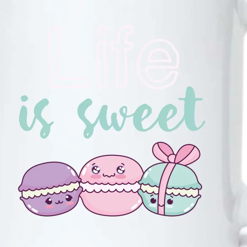 Life Is Sweet Cute And Funny Macaroon French Dessert Gift Black Color Changing Mug