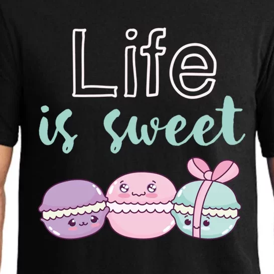 Life Is Sweet Cute And Funny Macaroon French Dessert Gift Pajama Set