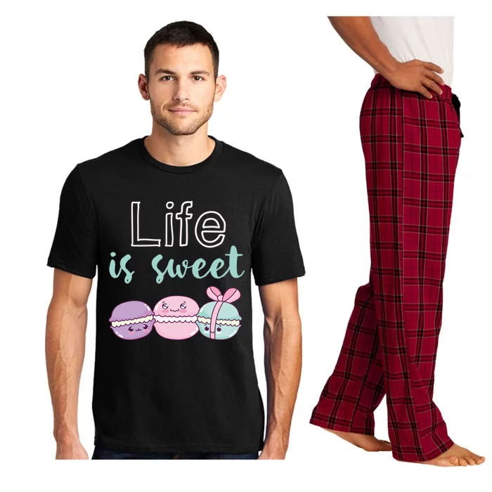 Life Is Sweet Cute And Funny Macaroon French Dessert Gift Pajama Set