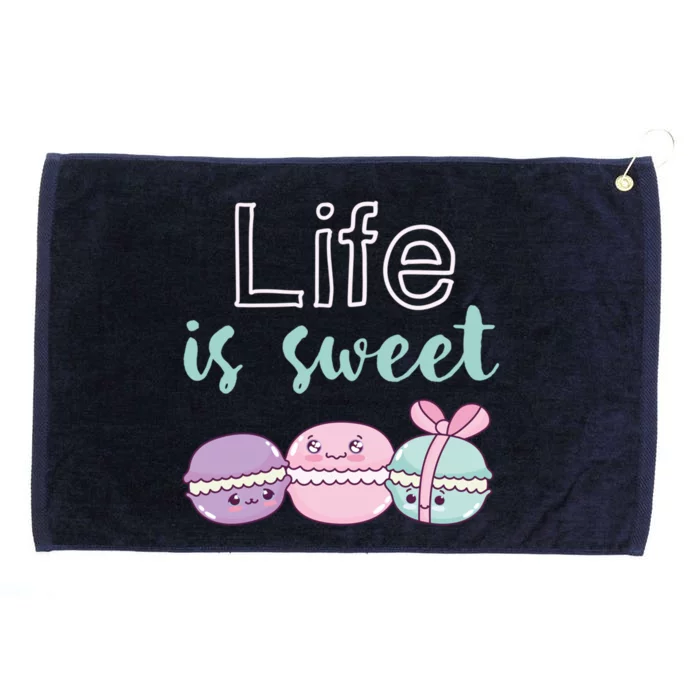 Life Is Sweet Cute And Funny Macaroon French Dessert Gift Grommeted Golf Towel