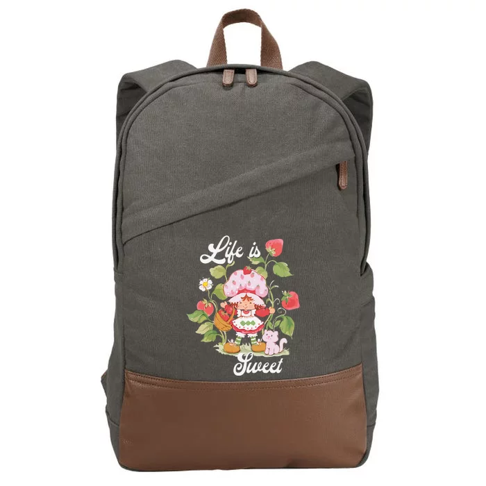 Life Is Sweet Vintage Berry Garden Cotton Canvas Backpack