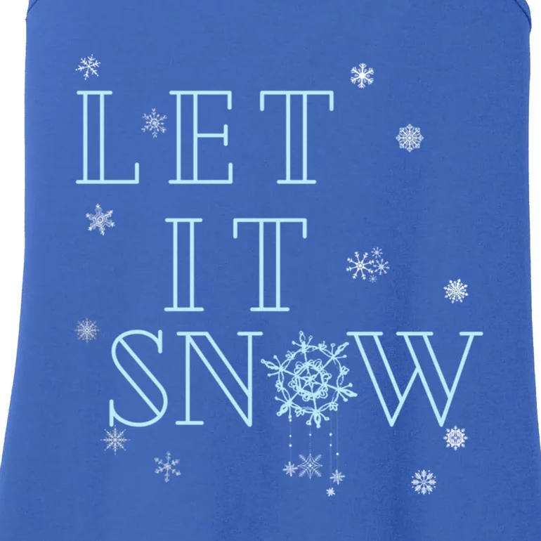 Let It Snow Christmas Snowflakes Xmas Frozen Wonderland Gift Ladies Essential Tank