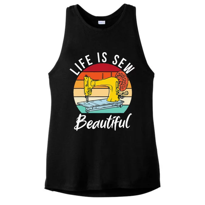 Life is sew Beautiful Sewing Quilting Quilter Sewer Ladies Tri-Blend Wicking Tank