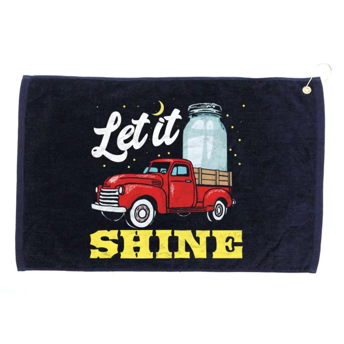 Let It Shine! Vintage Truck Stars Moon And Moonshine Jar Funny Gift Grommeted Golf Towel