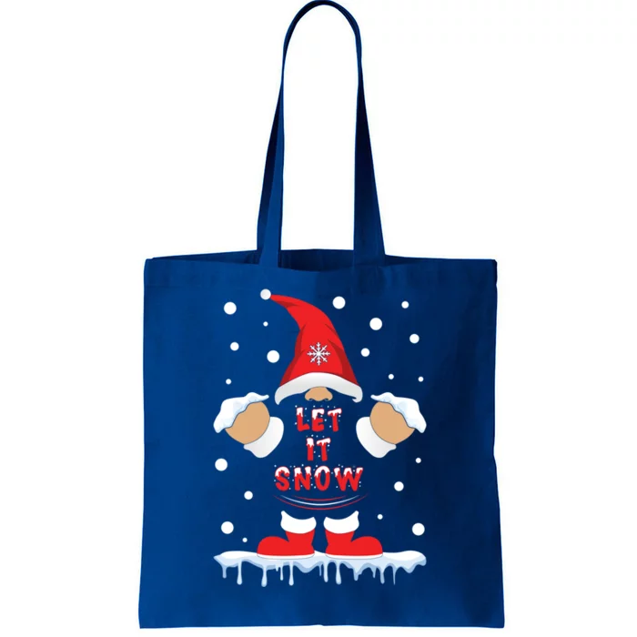 Let It Snow Cute Christmas Gnome Snowflake Print Xmas Gift Tote Bag