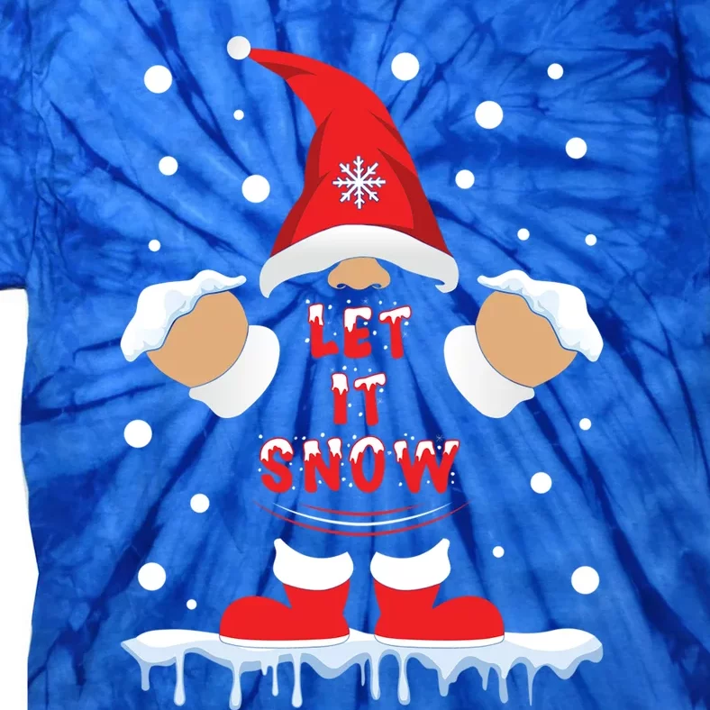 Let It Snow Cute Christmas Gnome Snowflake Print Xmas Gift Tie-Dye T-Shirt