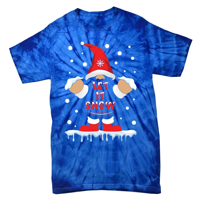 Let It Snow Cute Christmas Gnome Snowflake Print Xmas Gift Tie-Dye T-Shirt