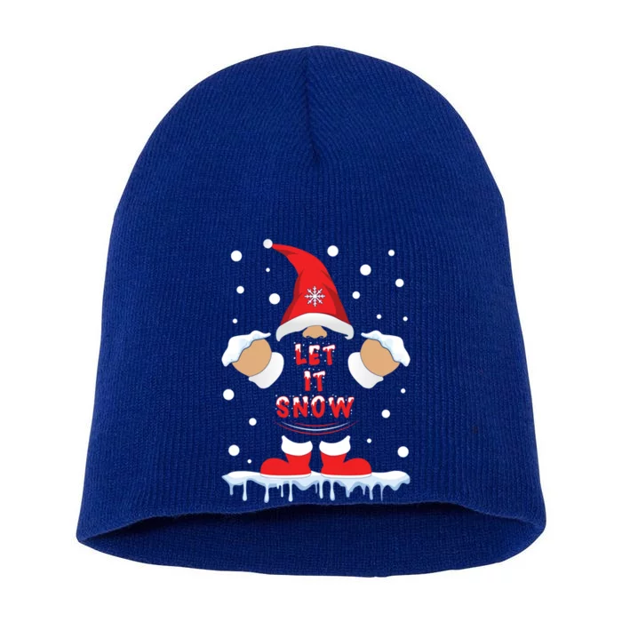 Let It Snow Cute Christmas Gnome Snowflake Print Xmas Gift Short Acrylic Beanie