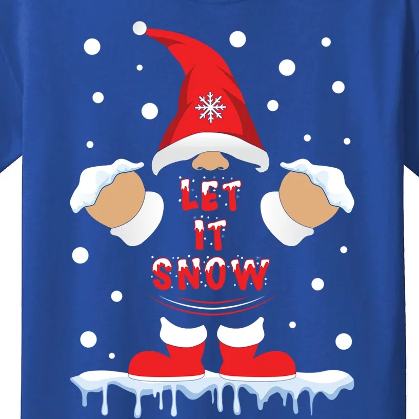 Let It Snow Cute Christmas Gnome Snowflake Print Xmas Gift Kids T-Shirt