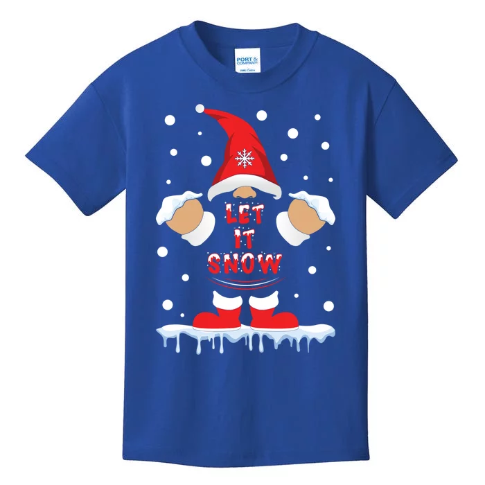 Let It Snow Cute Christmas Gnome Snowflake Print Xmas Gift Kids T-Shirt