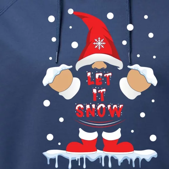 Let It Snow Cute Christmas Gnome Snowflake Print Xmas Gift Performance Fleece Hoodie