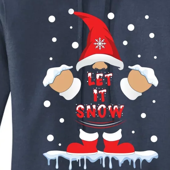 Let It Snow Cute Christmas Gnome Snowflake Print Xmas Gift Women's Pullover Hoodie