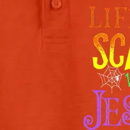 Life Is Scary Without Jesus Halloween Costume Dry Zone Grid Performance Polo