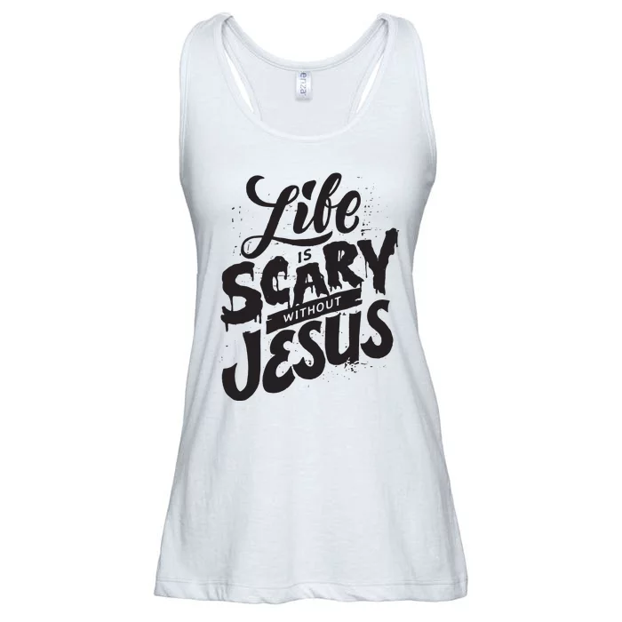 Life Is Scary Without Jesus Christian Faith Halloween Ladies Essential Flowy Tank