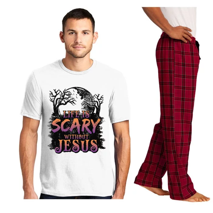 Life Is Scary Without Jesus Funny Halloween Christian Pajama Set