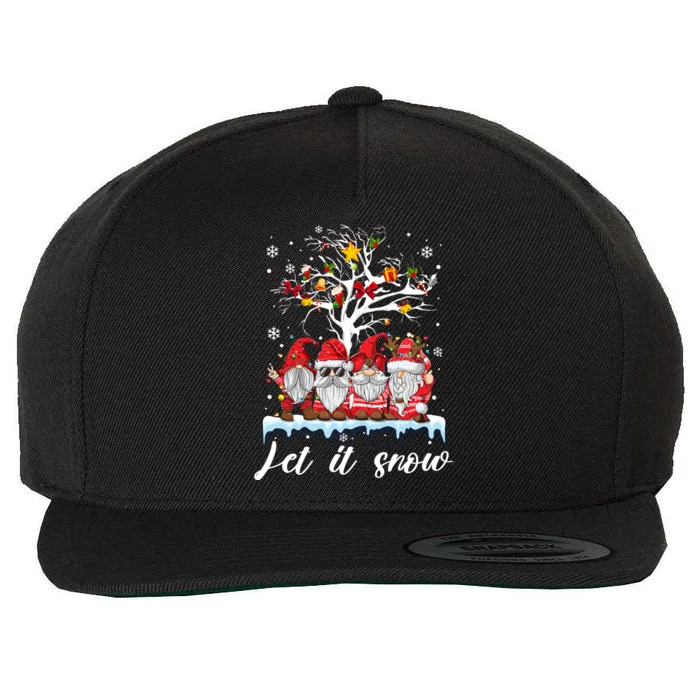 Let It Snow Gnomies Gift For Christmas Wool Snapback Cap