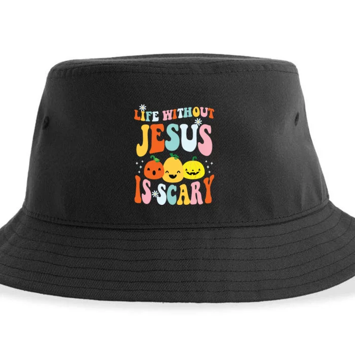 Life Is Scary Without Jesus Christian Faith Halloween Sustainable Bucket Hat