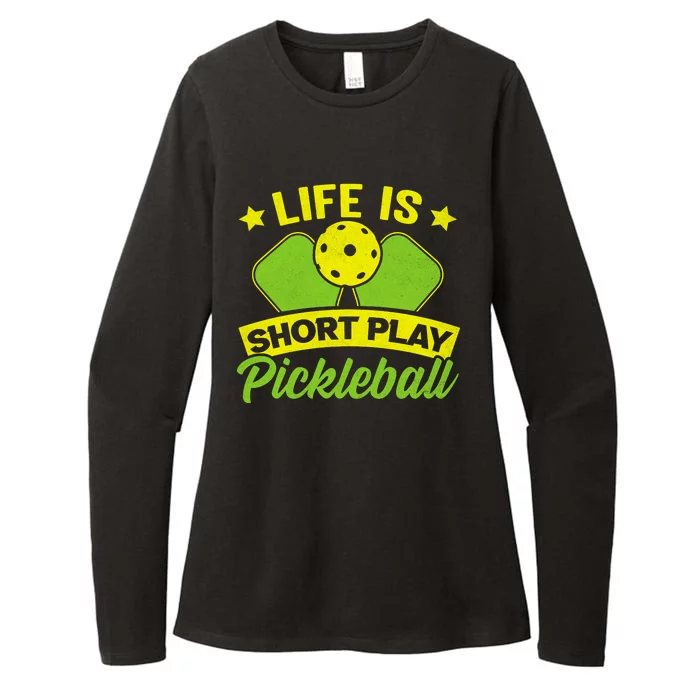 Liife Is Short Play Pickleball Funny Pickleball Womens CVC Long Sleeve Shirt