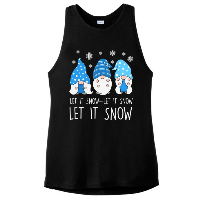 Let It Snow Gnomes Winter Holiday Cute Ladies Tri-Blend Wicking Tank