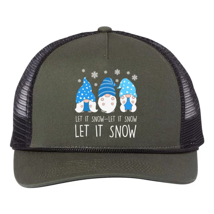 Let It Snow Gnomes Winter Holiday Cute Retro Rope Trucker Hat Cap